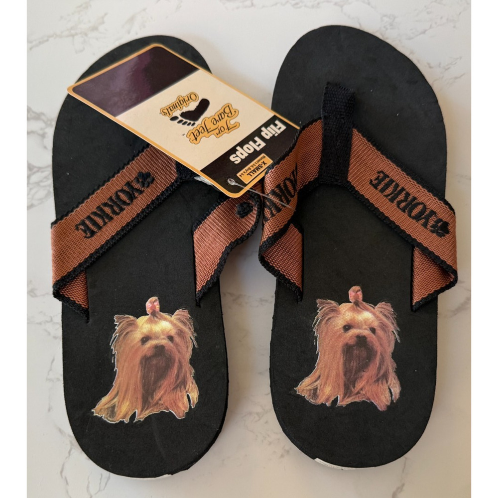 Yorkshire Terrier (Yorkie) Flip Flops – EXTREMELY RARE Size Womens 5-6 Boys 3-4